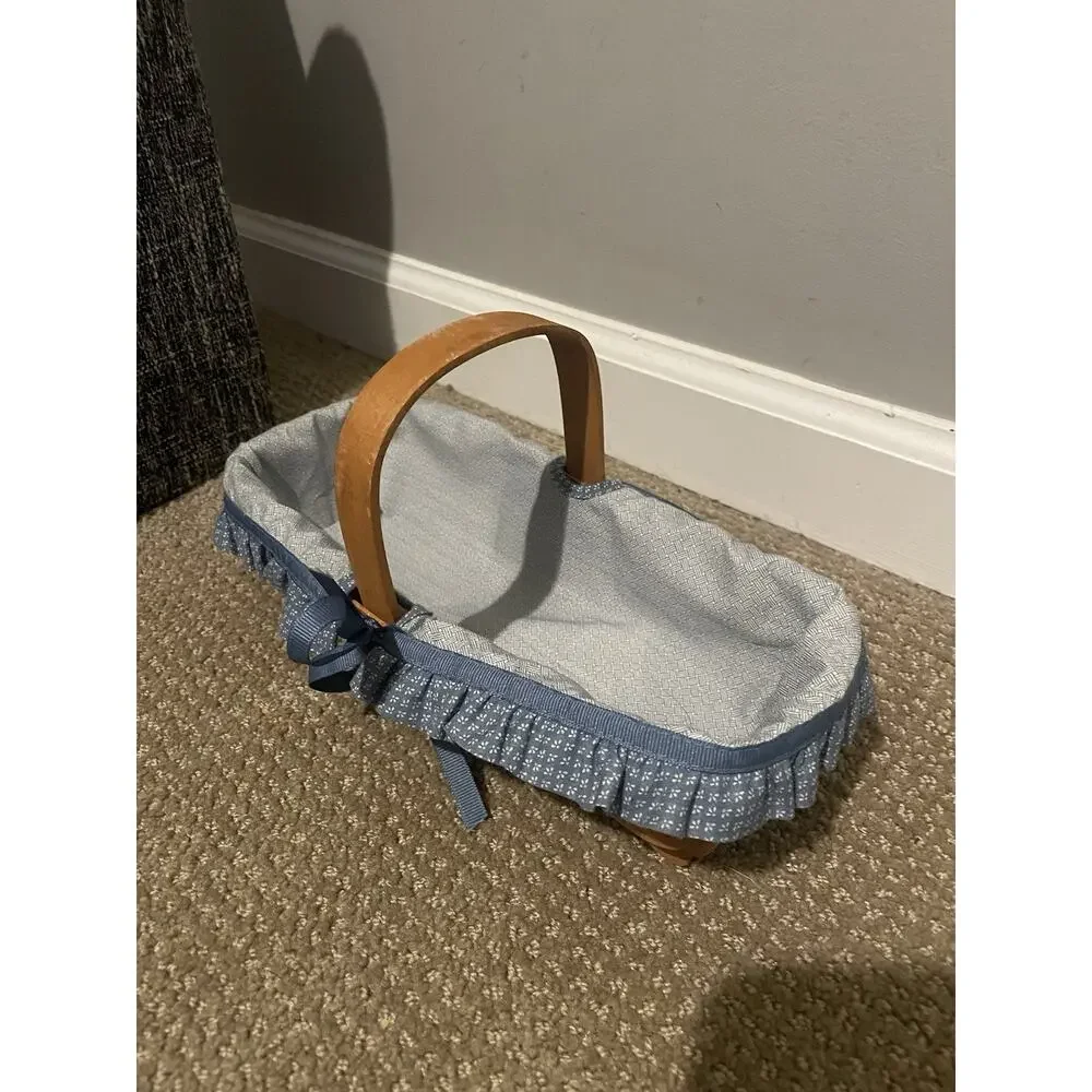 LONGABERGER cracker Basket with ruffled liner‎ 11 x 4 1/2”